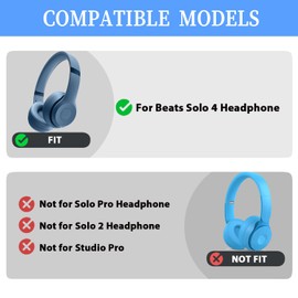 Solo 4 Replacement Ear Pads Cushions for Beats Solo 4 Headphone,Earpads with Soft Protein Leather, Solo4 Noise Isolation Memory Foam Ear Cushions (Blue)