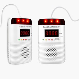 2-in-1 Gas and Carbon Monoxide Detector Plug in, Audible & Visual Alerts, Long Cord, Portable CO and Natural Gas Detector for Home, Apartment, RV, Travel