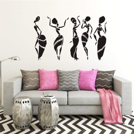 African Women Wall Decal, Africa Theme, African Sticker, African Art, Abstract Art, Abstract Decal, African Dancers, Wall Art, Africa Theme, Wall Sticker for Bedroom, LIvingroom A49 (Black)