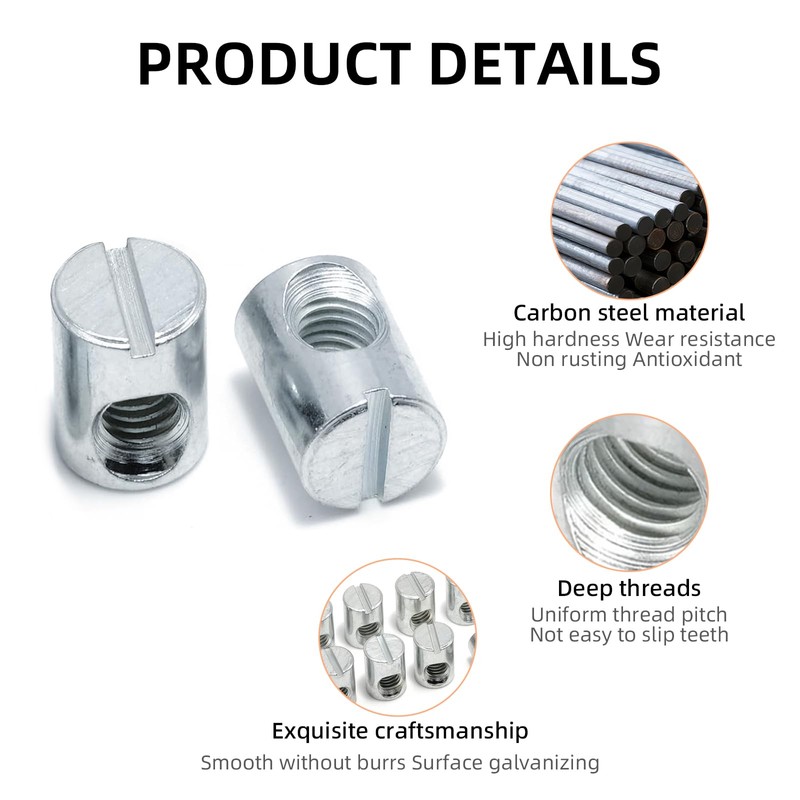 15 PCS M8 Barrel Nuts Cross Dowels Slotted Nuts M8x11.5x14.5mm