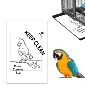 Bird Cage Liners, Parrot Cage Liners, 50pcs Paper Cage Liners for Birds, Pre-Cut Large Bird Cage Liners for Parrot, Parakeet, Conure, Cockatiel, White Kraf Paper Cage Liners, 17 X 11 inch