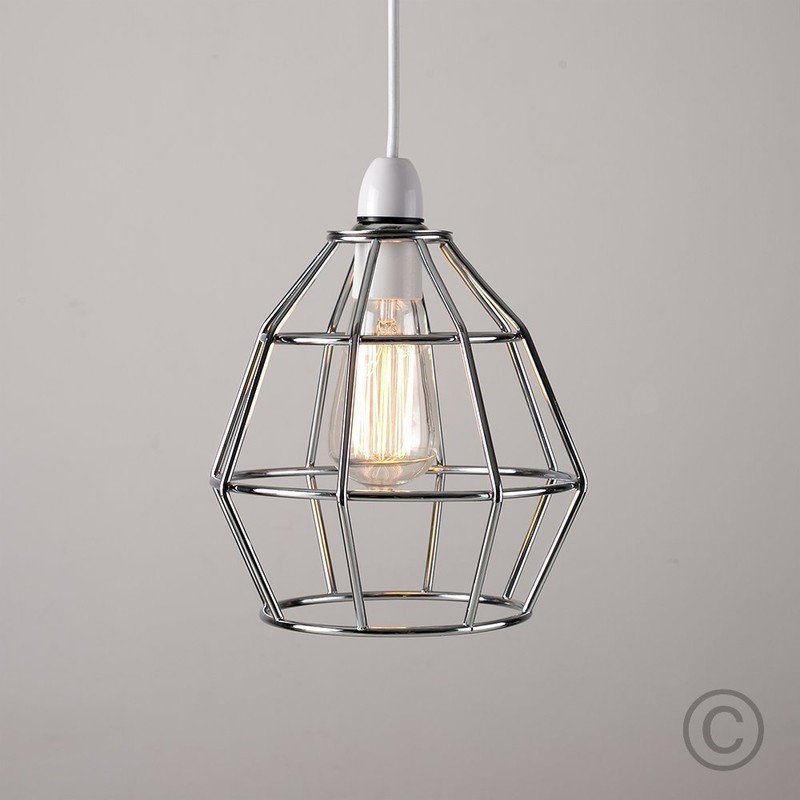 MiniSun | Contemporary Polished Chrome Basket Ceiling Light Shade |