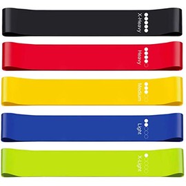 5 Pack Bandas Elasticas Fitness, Bandas de Ejercicio Resistencia de Fitness, Látex Natural, para Entrenamiento de Fuerza, Pilates, Glúteos, Culturismo, Yoga
