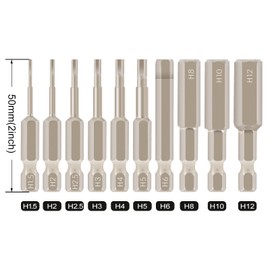 10PCS Allen Key Drill Bit Set Screwdriver Set 50mm/2 inch Long Metric H1.5-H12 Magnetic 1/4 Inch Hex Shank