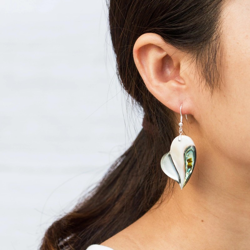 Philip Jones Abalone Shell Heart Drop Earrings