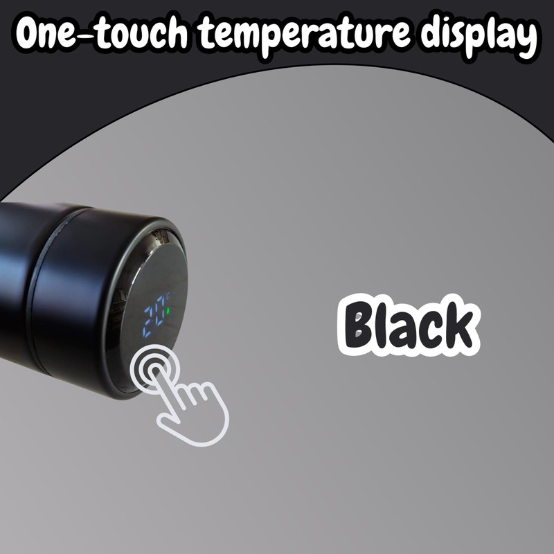 TEQY Thermos Flask with LED Display, 500 ml, Stainless Steel
