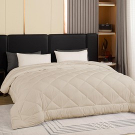 GOHOME 128x120 Oversized King Comforter All Season Extra Large King Size Microfiber Comforter Quilted Down Alternative Duvet Insert with 8 Corner Tabs