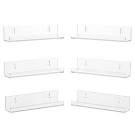 Hexsonhoma 7 Inch Clear Acrylic Record Shelf Set of 6, Record Wall Display, Vinyl Record Holder CD Rack, 6 Pack