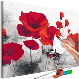 murando - Painting by Numbers Red Poppies Flowers Nature 60 x 40 cm Painting Set with Wooden Frame on Canvas for Adults Children Painting Hand Painted Kit DIY Gift Decoration