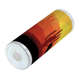 Ambesonne Arizona 20 Oz Skinny Tumbler, Sunset View Illustration with Mountains Horizon Large Saguaro Cactus Silhouettes, Leak-Proof Straw Lid and Brush Vacuum Insulated for Outdoor Use, Multicolor