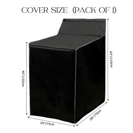 HYVAKUPPA 1Pack Washer and Dryer Covers Outdoor Washing Machine Cover for Top and Front Load 420D PU Waterproof Laundry Dryer Cover with Zipper and Storage Bag, W29”x D28”x H43” (Black)