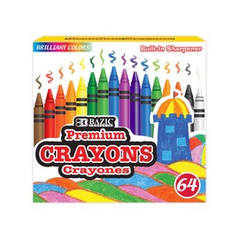 BAZIC 64 Ct. Premium Quality Color Crayon (2515)