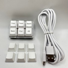 BTXETUEL Copiar Pegar Buscar Guardar Cortar todo el teclado de 6 teclas OSU con una sola mano Teclado mecánico programable de acceso directo para trabajar y jugar (blanco)
