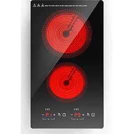 ANHANE Electric Cooktop 2000W Electric Burner Stove Top,110v Double Induction Cooktop Built-in Electric Hot Plates Burners for Cooking,9 Heating Level,20 Temperature Ajustement,Timer & Kid Safety Lock