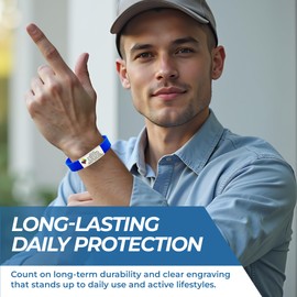 Autism Medical Alert Bracelet for Kids & Adults - Emergency ID Card Included - Nonverbal/Special Needs Safety ID - Waterproof Silicone Band - Engraved Medical Symbol, Adjustable & Durable - Pink