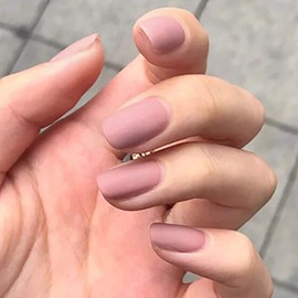 Brishow False Nails, Short Nails for Sticking, Matt Press On Nails, Acrylic False Nails, Pack of 24 for Women and Girls (Grey Pink)