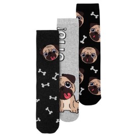 Bastian Bielendorfer Pug Otto! Socks for Men and Women - Unisex Trainer Stockings Grey (Pack of 3), gray