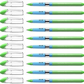 Schneider Slider Basic Ballpoint Pen (Cap Model with Soft Grip Zone, Line Width XB) Pack of 10, Light Green