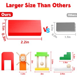 PEBIRA Large Dominoes for Kids, Wooden Dominos Set Include 200 PCS Colorful Domino Blocks, 10 Add-on Tricks and 1 Storage Bag, Bulk Building Dominoes, Kits Gift for Boys Girls Adult