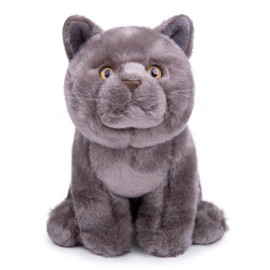 Tiny Heart British Short Cat Stuffed Toy Plush Toy Realistic British Short Cat Plush Beautiful Animal Cute and Soft Gifts Cat for Children Boys and Girls Toy 11 Inch Grey C2