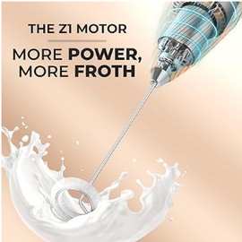Zulay Kitchen Powerful Milk Frother Wand With 2 Duracell Batteries - Ultra Fast Handheld Drink Mixer - Electric Whisk Foam Maker for Coffee, Lattes, Cappuccino, Matcha, Hot Chocolate & Creamer - Black