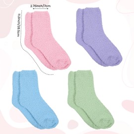 4 Pairs Moisturizer Socks Coral Aloe Socks Non Slip for Dry Feet Cracked Heel Spa Sleeping Travel Lounge Wear Stress Relief Gifts Repairing (Pink, Blue, Green, Purple)