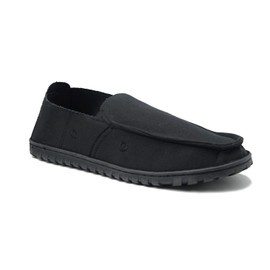 Men's Canvas Loafer House Shoe Moccasins Heavy Duty Rubber Bottom-3030 (11, Black)