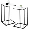 C Shaped Side Table Set of 2, Marble End Table