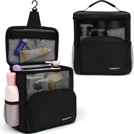 hatisan 1PC Portable Shower Caddy Dorm Room Essentials, Shower Caddy College Hanging Mesh Shower Caddy Bathroom Caddy, Shower Bag for College Shower Caddy Tote Traveling Gym Camping (Black)