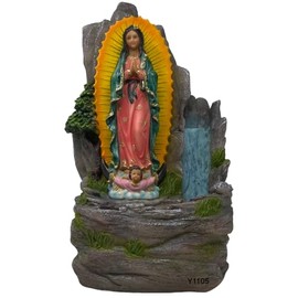 Generic Our Lady Guadalupe Tabletop Water Fountain Pump, 18" Multicolor Resin Fiberglass, Corded Electric, Water Flowing