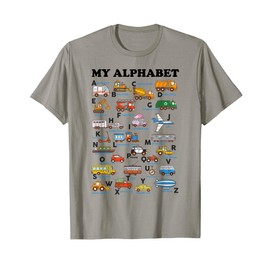 Alphabet Construction Shirt Vehicles ABC Learning Teaching T-Shirt