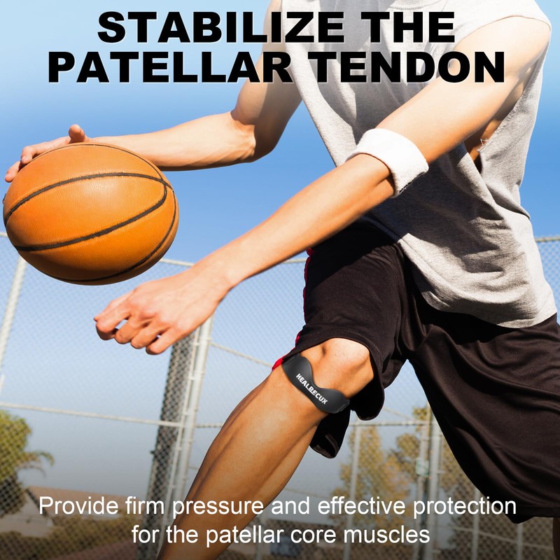 Healrecux Silicone Patellar Tendon Support Strap, Adjustable Non-Slip Patella Band