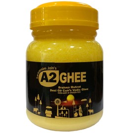 Gir Cow A2 Ghee 16.9oz - Swaarnim Jains’ A2 Brahma Muhurta Ghee 500ml - Probiotic Properties - 0% Trans Fat - Grass-Fed - Non-GMO - Made in Brahma Muhurta - Pure & Purifying