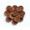 GANSSIA 100PCS 1 Inch (25mm) Brown Color Wooden Buttons DIY