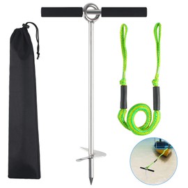 BALAVA 18" Sand Anchor,Shallow Water Sand Anchor with Ground Anchor Screw Auger,316 Stainless Steel Boat Sand Anchor with Removable Handle,for Boats, Jet Skis, PWCs, Pontoon,Include Bungee Line