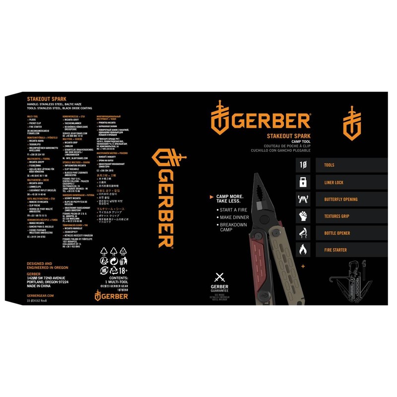 Gerber Multi-Tool with 10 Functions, Stakeout Spark, Camping Tool with
