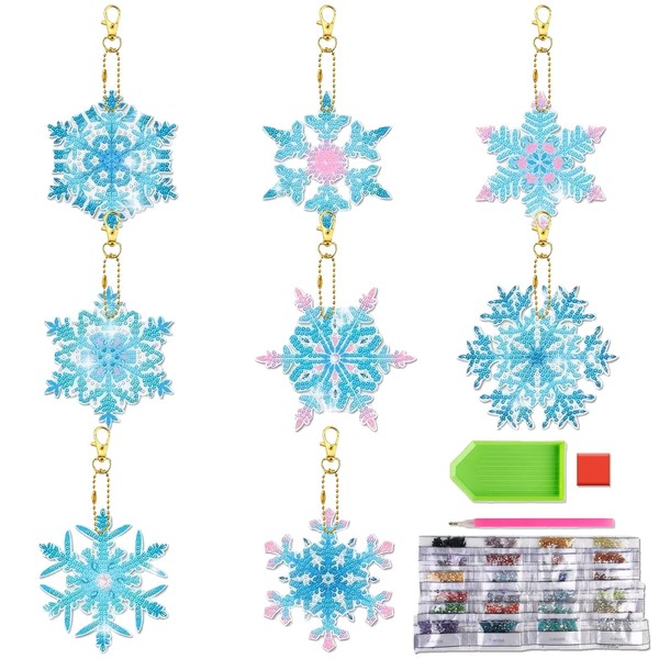 Diamond Art Keychain Making Kit - 8 Pieces DIY Christmas