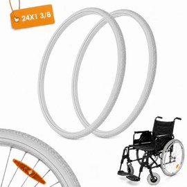 CLISPEED Wheelchair Tyres 24 Inches: PU Solid Rubber Tyres 24 x 1 3/8 Grey Pack of 2