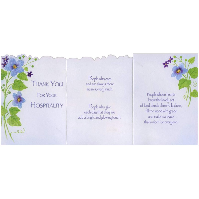 Designer Greetings Sparkling Blue Flower Die Cut Z-Fold Hospitality Thank