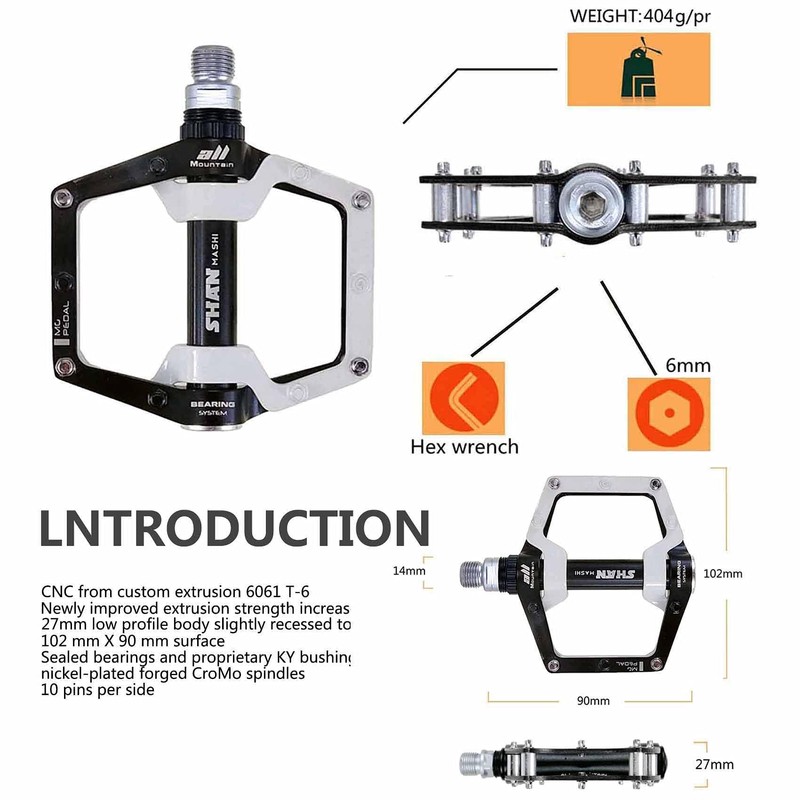 Bicycle Pedals-Aluminium Alloy Bicycle Pedals-Mountain Bike Pedals with Removable Non-Slip