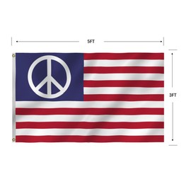American Peace Symbol Flag 3X5FT,US Rainbow Flags, Both Sides Printed, Men Women Banner,Vibrant Colors, Double Stitched with 2 Brass Grommets, Bar Garden Street Decoration, GYM, Office Decor,Indoor Outdoor Use,Gifts. (MG-US-Peace, 3x5ft)