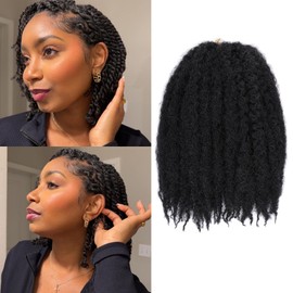 Samtress 10 Inch Marley Twist Braiding Hair 8 Packs Afro Kinky Curly Marley Hair for Senegalese Twist Braiding Hair Extensions for Women (#1B)