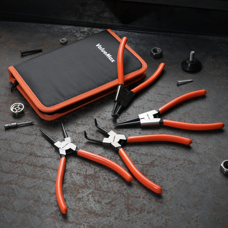 ValueMax 4 PCS Snap Ring Pliers Heavy Duty Set, Circlip