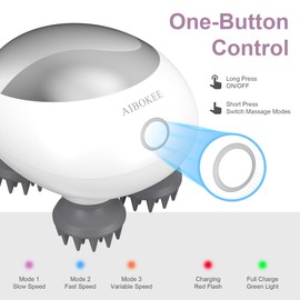 AIBOKEE Electric Scalp Massager, Portable Head Stress Relax,IPX7 Waterproof Rechargeable Head Massager Scalp Stress Relax, Body for Deep Cleansing, Relief, Hair Growth (Silver)