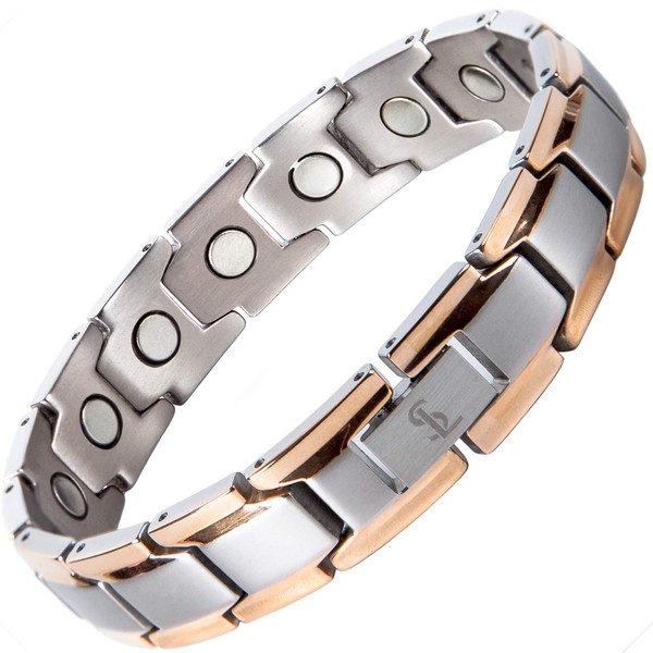 Smarter LifeStyle Elegant Titanium Magnetic Therapy Bracelet Pain Relief for Arthritis and Carpal Tunnel Syndrome for Men and Women Silver & Rose Gold