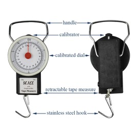 Mechanical Hanging Scale Multi-Purpose Portable Spring Dial Weight Scale with Tape Measure for Fishing Kitchen Farms