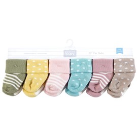 Hudson Baby Baby Infant Cotton Rich Newborn and Terry Socks, Girl Confetti Colors, 6-12 Months