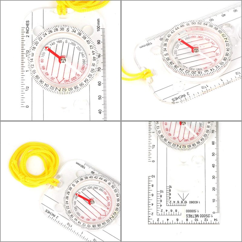 Outdoor Baseplate Ruler Map Scale Compass Hiking Explorer Compass with