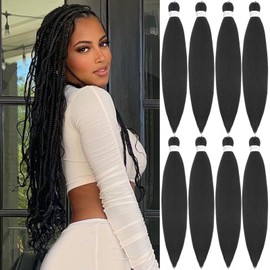 20 Inch Pre Stretched Braiding Hair 8 Pack Professional Pre Stretched Crochet Braids Hair For Human Braiding Twist Soft Yaki Perm Straight Synthetic Hair Extension For Women Girls (20Inch,2#)