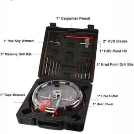 Adjustable Hole Saw, 1-5/8" to 8" Hole Saw for Recessed Lights, Adjustable Drywall Hole Cutter for Speaker Holes, Twin Blade, Dust Shield